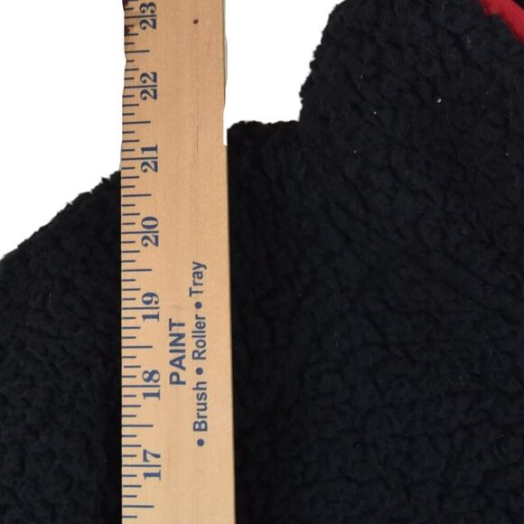 TOMMY HILFIGER Sport Womens 1/4 Snap Sherpa Sweater Medium Black Pullover Crop - Picture 5 of 7